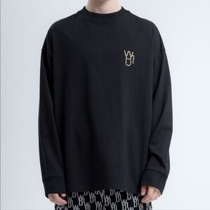 WE11DONE Pearl Logo Long Sleeve Shirt Black Men's Sz S Oversize